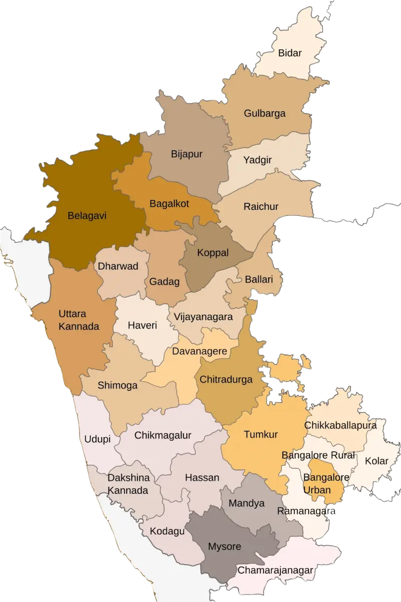 Karnataka map showing court locations